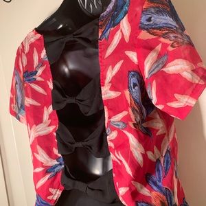 Sheer peacock themed blouse